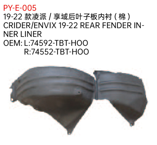 CRIDER/ENVIX 19-22 REAR FENDER IN- NER LINER