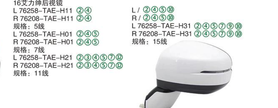 Rearview Mirror TY-76258-TAE-H11 16